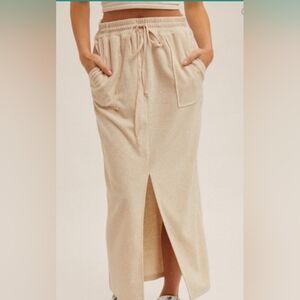 Cream Sweatshirt Material Maxi Skirt